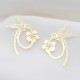 2 estampes laiton plaqué or colibri sur fleur 31x29mm