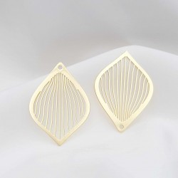 2 Estampes laiton or 24kt  goutte filigrane zebré 38x28mm