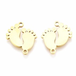 1connecteur d'empreinte pieds acier or 24kt