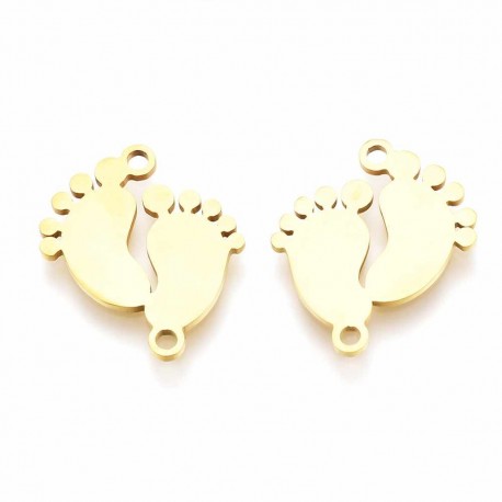 1connecteur d'empreinte pieds acier or 24kt
