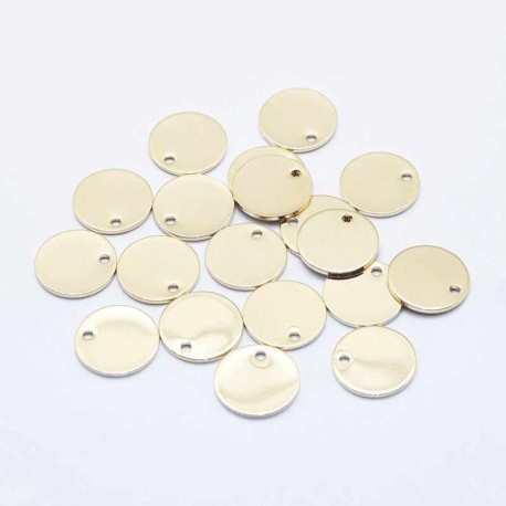 10 Sequins laiton plaqué or rond 12mm