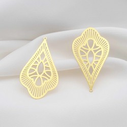 2 Estampes goutte  laiton or 24kt 45x25mm