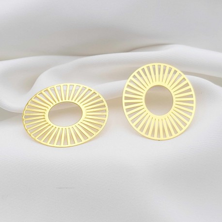 2 Estampes ovale laiton or 24kt 38x32mm
