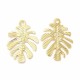 4 breloques feuilles monstera texturée laiton plaqué or 24kt