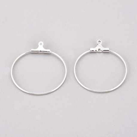 6 boucles d'oreilles créoles acier plaqué argent 30mm
