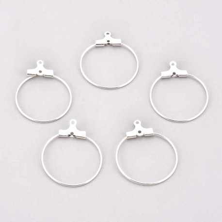 6 boucles d'oreilles créoles acier plaqué argent 25mm