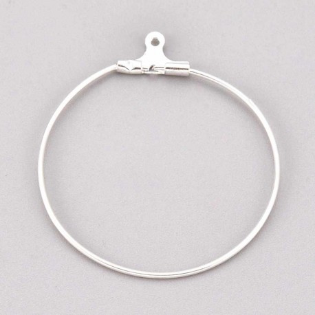 6 boucles d'oreilles créoles acier plaqué argent 34mm