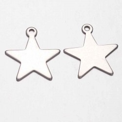 10 Breloques étoiles  acier inoxydable 5 branches 20x18mm