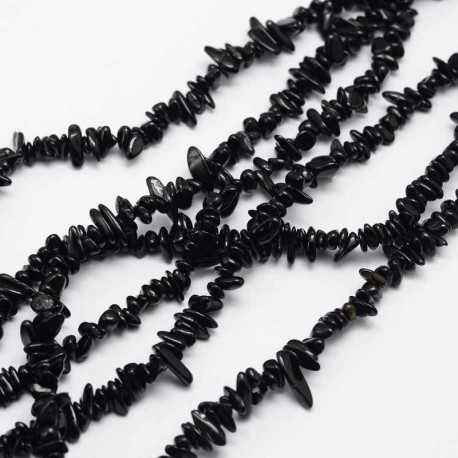 20cm perles naturelle chips  tourmaline noire 3x5mm