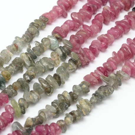 10cm perles naturelle chips Tourmaline rose 3x5mm