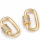 1 fermoir mousqueton laiton or 24kt ovale à vis zircon pavé transparent 19x12mm