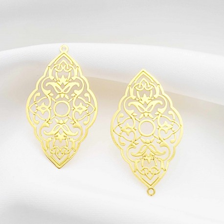 2 Estampes losange laiton or 24kt 43x25mm