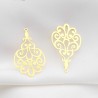 2 Estampes goutte 40x30mm laiton or  24kt