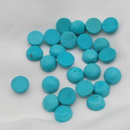 2 cabochons demi dome  de pierre  turquoise   12mm