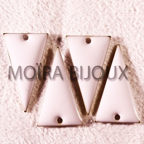 2 sequins émaille blanc laiton triangle inversé reversible 22x12mm