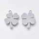 2 pendentifs acier inoxydable trèfle 17x13mm