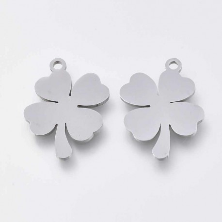 2 pendentifs acier inoxydable trèfle 17x13mm