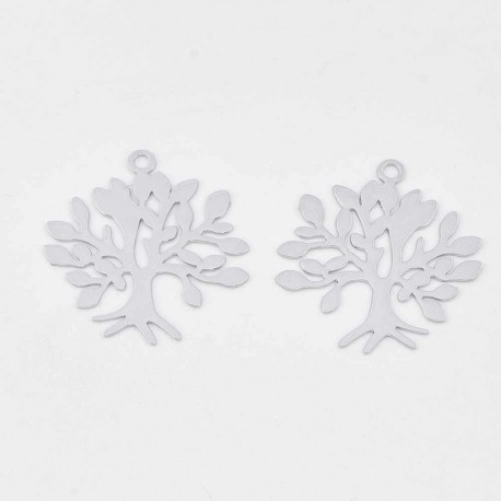 10 estampes arbre de vie laiton plaqué argent 22x21mm