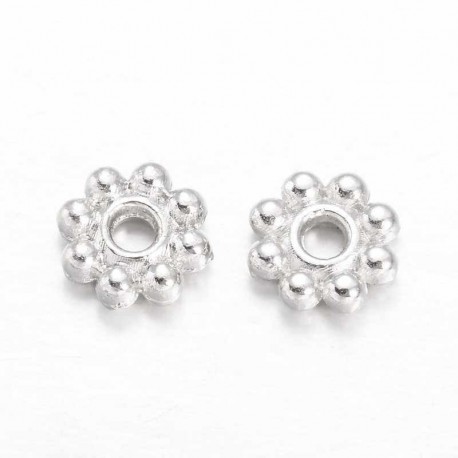 50 Perles intercalaire fleur  laiton p.argent 5mm