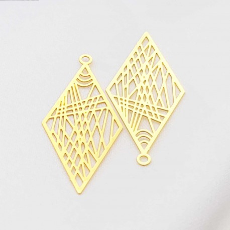 2 Estampes laiton or 24kt losange 30X16mm