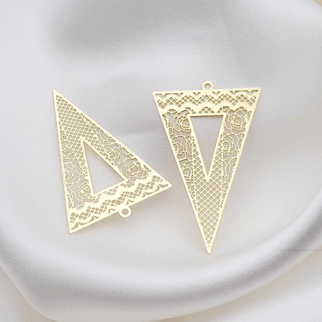 2 Estampes laiton or 24kt triangle inversé  42x26mm