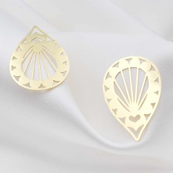 2 Estampes laiton or 24kt  goutte 33x22mm