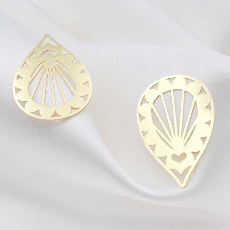 2 Estampes laiton or 24kt  goutte 33x22mm