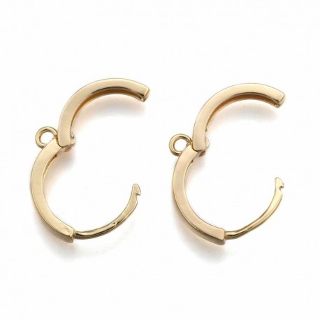 1 paire créole ronde  "huggie" laiton  plaqué or 18KT