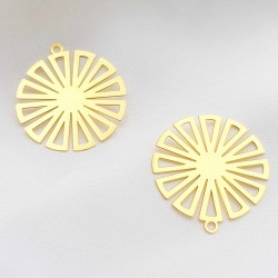 2 Estampes laiton or 24kt ronde soleil  27x25mm