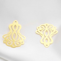2 Estampes laiton or 24kt goutte arabesque 35x27mm