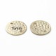 6 sequins connecteur martelés laiton plaqué or 24kt 15mm