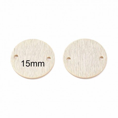 4 Sequins rond texturés laiton plaqué or 24kt 15mm