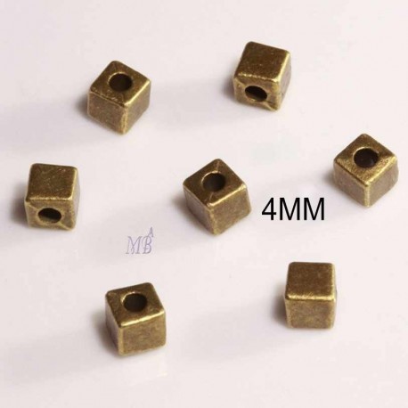 20 Perles intercalaires cube séparateur de perles 4mm couleur bronze