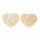 6 Estampes connecteur laiton or 24kt coeur 18x20mm