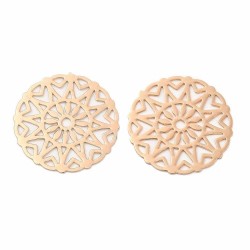 6 Estampes connecteur laiton or 24kt  ronde soleil  18mm