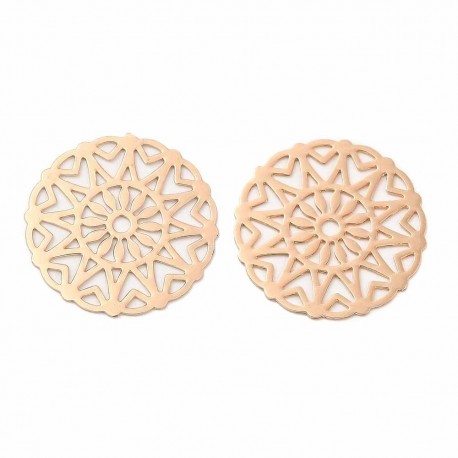 6 Estampes connecteur laiton or 24kt  ronde soleil  18mm