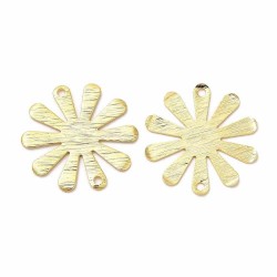 4 Sequins connecteur fleur  texturées laiton or 24kt 18x17mm