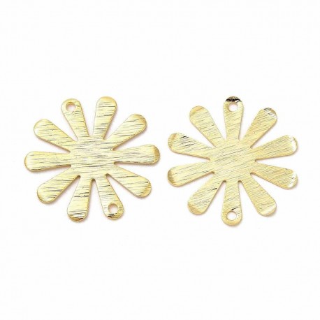 4 Sequins connecteur fleur  texturées laiton or 24kt 18x17mm