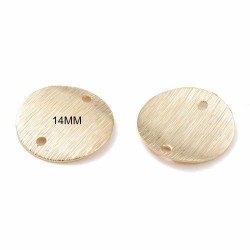 4 sequins connecteur  rond texturés p.or 18kt 14mm