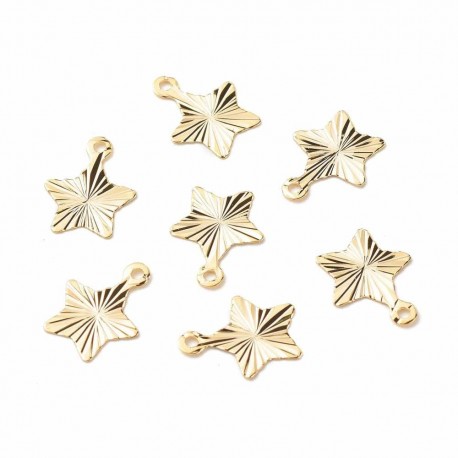 10 étoiles laiton texturés plaqué or 24kt 12x10mm