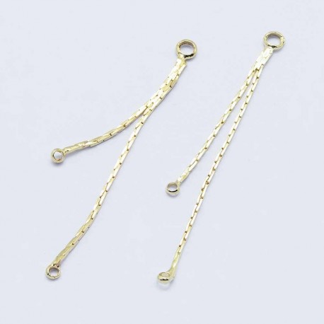 1 paire boucle d'oreille double chaine serpent laiton or 18kt