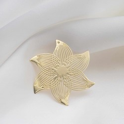 2 Estampes filigrane laiton or 24kt  fleur 45mm