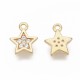 2 Pendentifs étoile laiton sertis zyrcon or 24kt 8.5x6.5mm