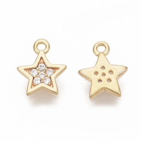 2 Pendentifs étoile laiton sertis zyrcon plaqué or 24kt