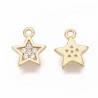 2 Pendentifs étoile laiton sertis zyrcon or 24kt 8.5x6.5mm