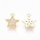 2 Pendentifs étoile laiton sertis zyrcon plaqué or 24kt
