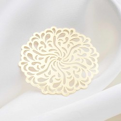 2 Estampes filigrane laiton or 24kt  rosace  fleuri 41mm