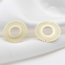 2 Estampes  connecteur filigrane laiton or 24kt  ronde 20mm