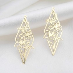2 Estampes  filigrane laiton or 24kt  losange 44x16mm