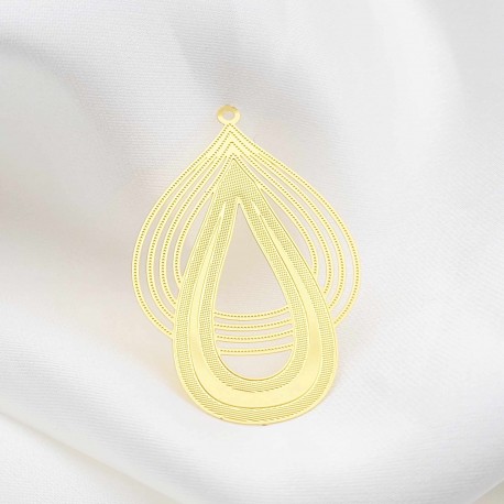 2 Estampes  filigrane laiton or 24kt  goutte double 42x28mm